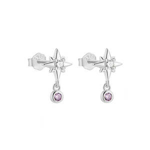 North Star Stud Earrings With Light Amethyst CZ