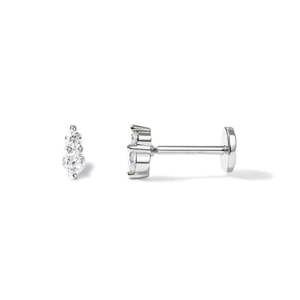 Flat Back Double CZ Earring