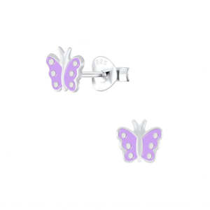 Sterling Silver Purple Butterfly Stud Earrings