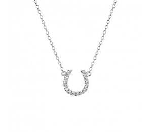 Sterling Silver Cz Pave' Set Horseshoe Necklace