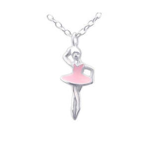 Pink Enamel Ballerina Necklace