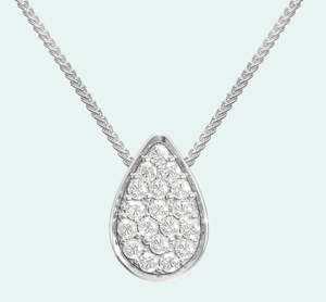 Love In A Jewel - Full Love Drop Necklace - Stg Silver/CZ