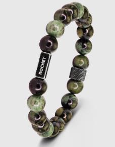 Kambaba Jaspers, And Vintage Knurled Steel Bead Bracelet
