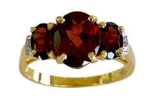Dress Rings: Gold Garnet & Diamond Ring