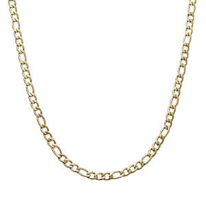 Necklaces And Bracelets: Stainless Steel/Gold Plated Figaro Link Chain - 55cm