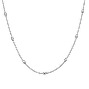 Chains: Sterling Silver Round Box Link Necklace With Oval Beads