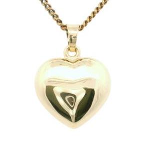 Gold Polished Puff Heart Pendant