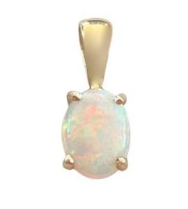 Gold Oval Opal Pendant