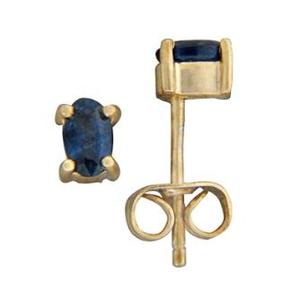Gold Oval Sapphire Claw Studs