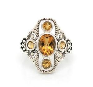 Stg Silver Citrine Antique Style Ring