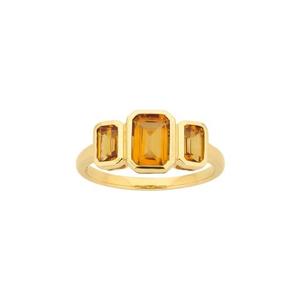 Citrine Birthstone Collection: Yellow Gold Citrine 3 Stone Ring