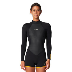 Wetsuits: O'Neill Women's Originals BZ LS Boyleg Spring 2mm - Black/ Black