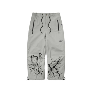Snow Gear: BSR Special Seam Sealing Wide Ventilation Pants - Ink Splatter Gray