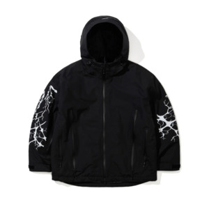 BSR Dual Zip Seam Sealing Hooded Jacket Ink Splatter - Black