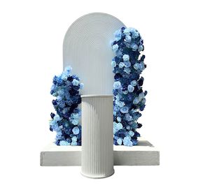 Dark blue and light blue floral and Ripple backdrop arrangment