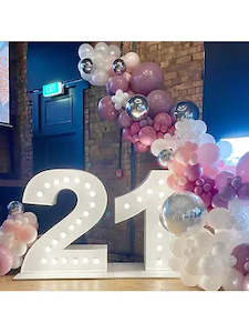 Light Up Number Hire: 60th Birthday Mesh, Balloon Garland, and Light-Up Numbers Package