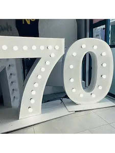 Giant 70th Light up number Hire in Auckland | 70th birthday decorations