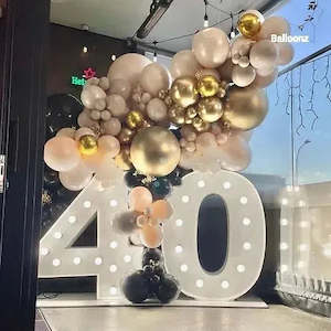 Light Up Number Hire: 40 Light up numbers and balloon installation
