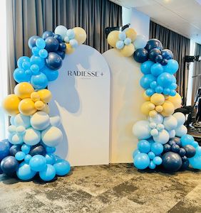 2 Corporate Archway and balloon garland display with custom logo