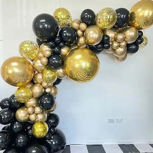 Corporate Balloon Packages: Inflated balloon Black and gold balloon garland 3-4m Grab and go