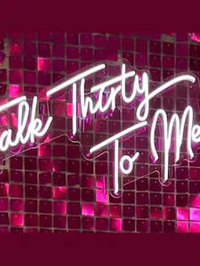 30th Birthday Display: Talk Thirty neon signage hire