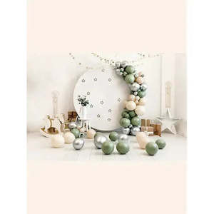 Balloonz Box Kits: Balloon garland 2.5m kit Eucalyptus-sand/silver -UN-INFLATED