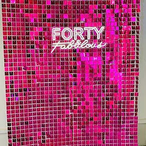 Hot pink shimmer wall hire - DIY- wall size 1.4m wide by 2.1m high