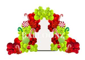 Grinch Christmass backdrop Arch with balloons