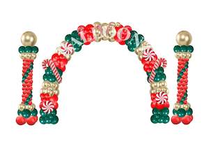Christmas balloon arch and column combo