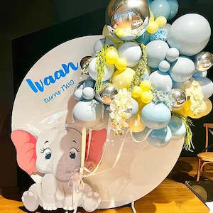 Elephant baby blue backdrop