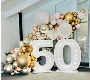 Giant Light Up Numbers Hire: 50th Light up number hire and balloons package