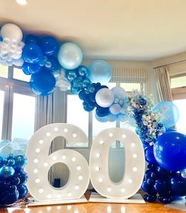 Giant Light Up Numbers Hire: 60th Light up number hire and balloons package
