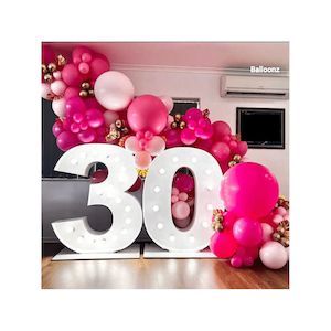 30th Light up number hire and balloons package