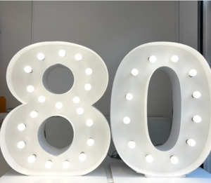 Giant Light Up Numbers Hire: 80 Light up number hire