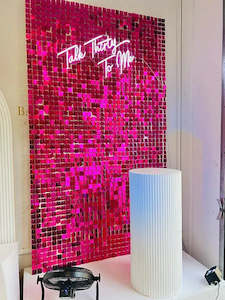 Hot Pink Shimmer wall and neon signage