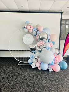 1st Birthday Packages: Pastel blue and pink mesh backdrop