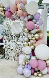 Shimmer Wall Packages: Silver shimmer wall and balloon backdrop