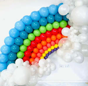 Rainbow balloon backdrop small