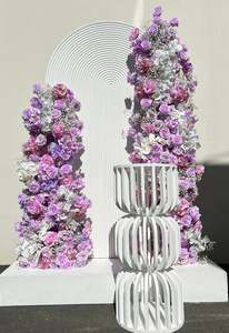 Purple Flower Arrangements and backdrop