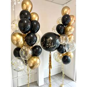 Black and Gold, Clear Confetti - Personalised Bouquet