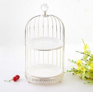 Products: 225 225 425mm Cage Shaped Dessert Rack Set-2 Layers Circular Silver Balloon Party Box