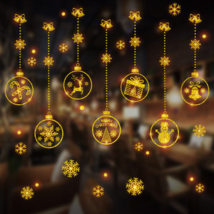 Golden Christmas Cartoon with Snowflakes Static Sticker Balloon Party Box