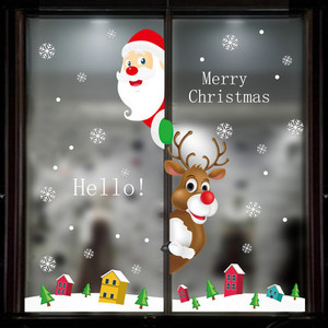 Products: 120cm x 80cm Happy Santa Claus and Reindeer Window Static Sticker Balloon Party Box