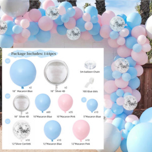 Blue Ocean Themed Bithday/Wedding Party Balloon Combination Set-Pink&Blue 142pcs&hellip;