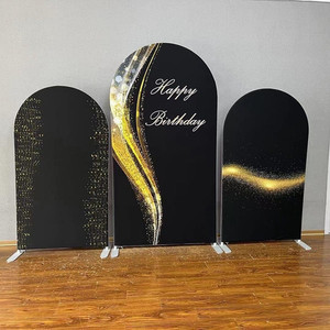 Products: Black and Gold Themed Arch 3pcs (Hire) Balloon Party Box