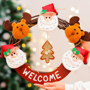 Products: 39x36cm Santa Claus and Reindeer with Rattan Hoop Hanging Decorations Balloon Party Box