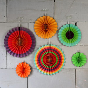 6pcs Paper Fan Party Decoration Package — Yellow