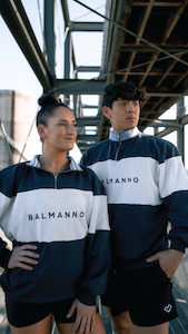 Winter Range: Oversized Unisex Bold 1/4 Zip Crew | Navy & White