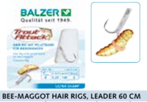 Fishing Lures: Pack of 5 Leader Rig/trace with Silicone Ring & Hook for maggots and worms (Trout/Salmon) 60cm 0.20 & 0.22mm options
