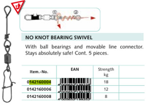 Freshwater: 18kg Swivel with knotless connector - Connect swivel with wraps no knot required